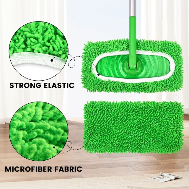 Alt view image 2 of 6 - 6Pcs Reusable Microfiber Mop Pads Compatible with Sweeper Mop, Replacement Wet Mopping Pad Refills and Washable Dry Sweeping Cloths for Surface and Hardwood Floor Cleanin