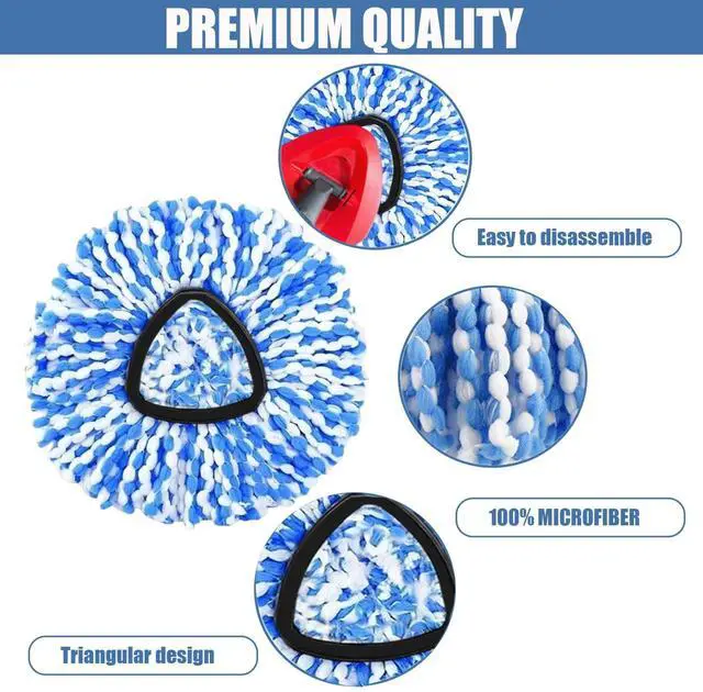 Alt view image 2 of 6 - 3-Pack Spin Mop Replacement Head for O-Ceda RinseClean Spin Mop Refill 2-Tank System, Microfiber Deep Cleaning, Machine Washable, Easy to Replace