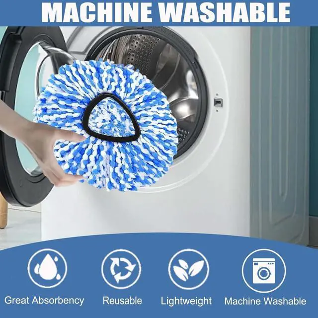 Alt view image 6 of 6 - 3-Pack Spin Mop Replacement Head for O-Ceda RinseClean Spin Mop Refill 2-Tank System, Microfiber Deep Cleaning, Machine Washable, Easy to Replace