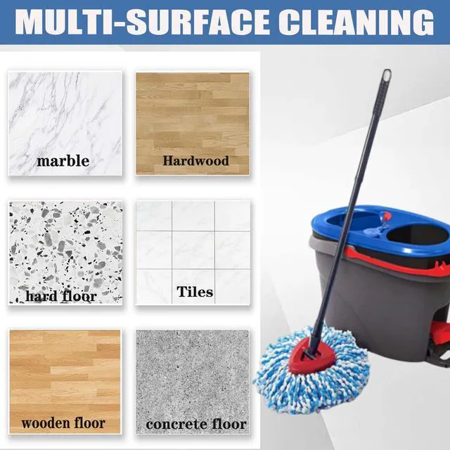 Alt view image 4 of 6 - 3-Pack Spin Mop Replacement Head for O-Ceda RinseClean Spin Mop Refill 2-Tank System, Microfiber Deep Cleaning, Machine Washable, Easy to Replace