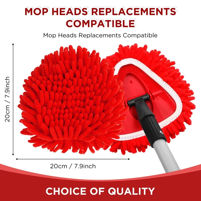 Alt view image 4 of 6 - Baderke 3 Pack Chenille Duster Replacement Mop Heads Refills, Red