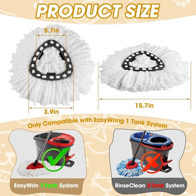 Alt view image 4 of 7 - 100% Microfiber Mop Head, 3 Pack Spin Mop Replacement Heads, Deep Cleaning