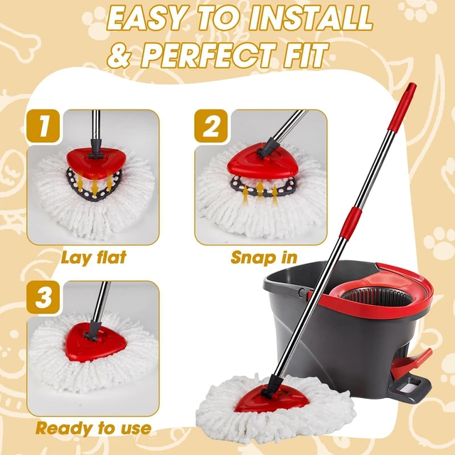 Alt view image 3 of 7 - 100% Microfiber Mop Head, 3 Pack Spin Mop Replacement Heads, Deep Cleaning
