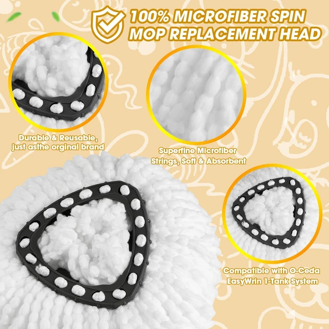 Alt view image 6 of 7 - 100% Microfiber Mop Head, 3 Pack Spin Mop Replacement Heads, Deep Cleaning