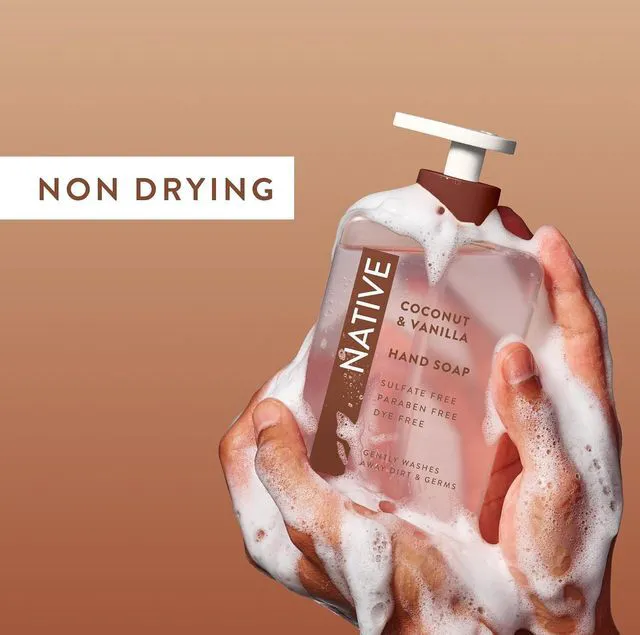 Alt view image 5 of 6 - Native Liquid Hand Soap, Coconut & Vanilla Scent, Non-Drying Formula for Soft, Smooth Hands, Made with Plant-Based Cleansers, Sulfate & Paraben Free, 13 oz Bottle