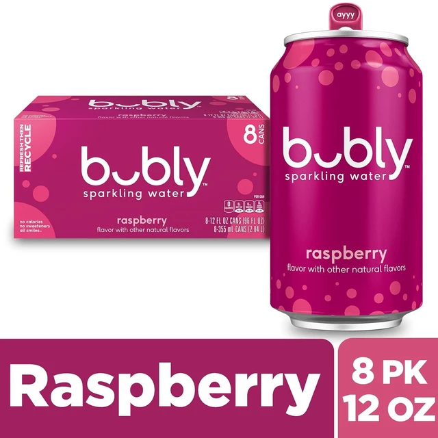 Alt view image 2 of 7 - bubly Raspberry Sparkling Water, 12 Fl Oz Cans, 8 Pack