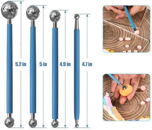 Alt view image 5 of 7 - Silicone Clay Sculpting Dotting Tools, Ceramic Clay Ball Stylus, Pottery Embossing Tool for Rock, Nail, Blending, Drawing, Modeling