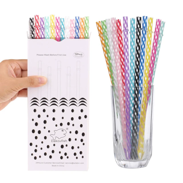 Alt view image 4 of 7 - Dakoufish 12 Piece 11 Inch Reusable Plastic Thick Replacement Straws for 16 OZ 20 OZ 30 OZ Stanley YETI Starbucks Owala Tumblers with Brush Mix 12 Colors