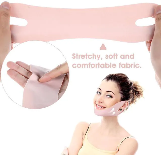 Alt view image 4 of 6 - Thinp Reusable V Line Face Lifting Chin Mask Strap for Double Chin Reduction, Skin Tightening, Anti Sagging (Pink)