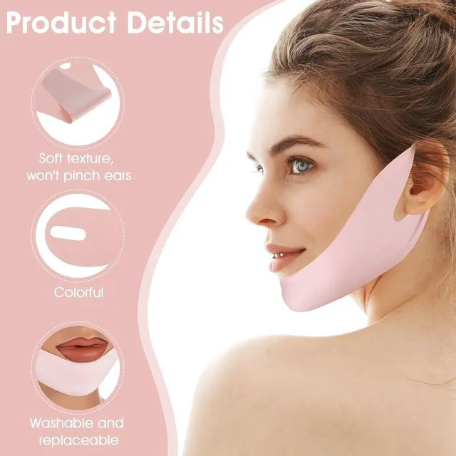 Alt view image 6 of 6 - Thinp Reusable V Line Face Lifting Chin Mask Strap for Double Chin Reduction, Skin Tightening, Anti Sagging (Pink)