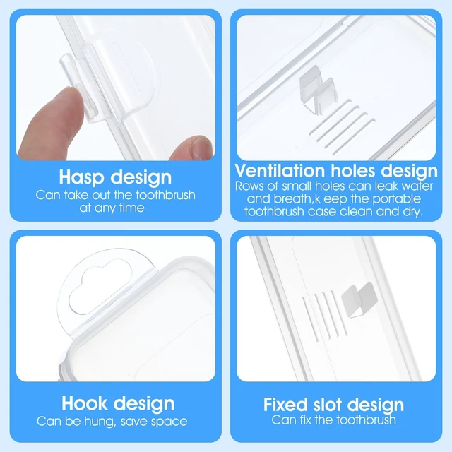 Alt view image 5 of 7 - SynHHergyx Transparent Toothbrush Travel Case 2 Pack, Portable Plastic Clear Toothpaste Storage Container with Hook for Travel