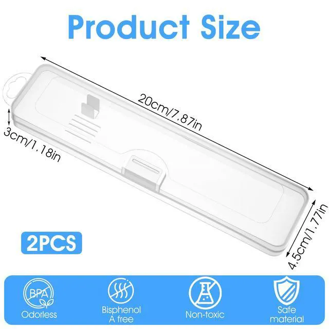 Alt view image 3 of 7 - SynHHergyx Transparent Toothbrush Travel Case 2 Pack, Portable Plastic Clear Toothpaste Storage Container with Hook for Travel