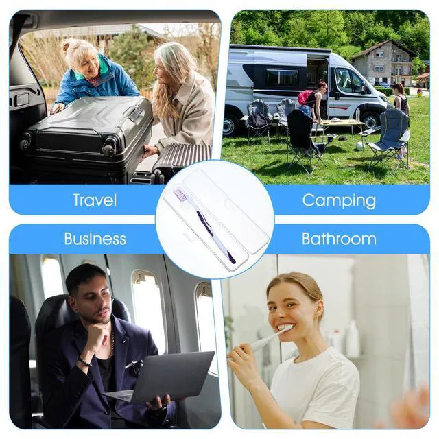 Alt view image 4 of 7 - SynHHergyx Transparent Toothbrush Travel Case 2 Pack, Portable Plastic Clear Toothpaste Storage Container with Hook for Travel