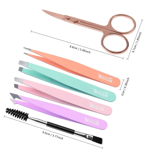 Alt view image 5 of 6 - TsMADDTs 6-Piece Eyebrow Tweezers Kit with Case for Women Facial Hair