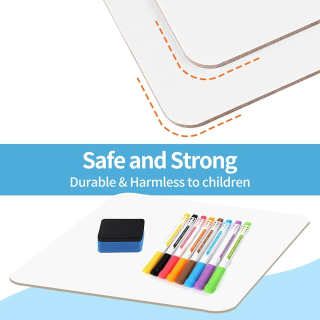 Alt view image 2 of 6 - 6-Pack Small Dry Erase Whiteboards 9"x12" with Erasers and Color Pens for Classroom