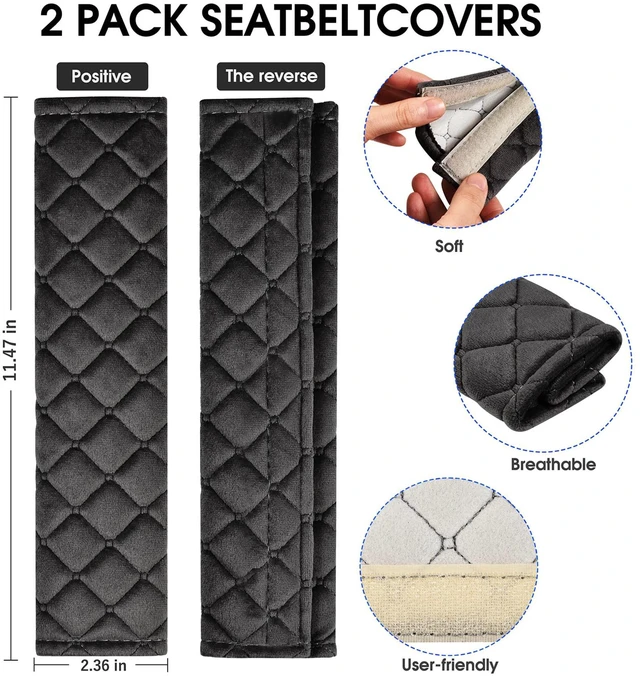 Alt view image 5 of 6 - Universal Car Seat Belt Shoulder Strap Covers with Soft Comfort Harness Pad, Protection from Seat Belt Rubbing for Neck and Shoulder, 2-Pack for Car and Bag