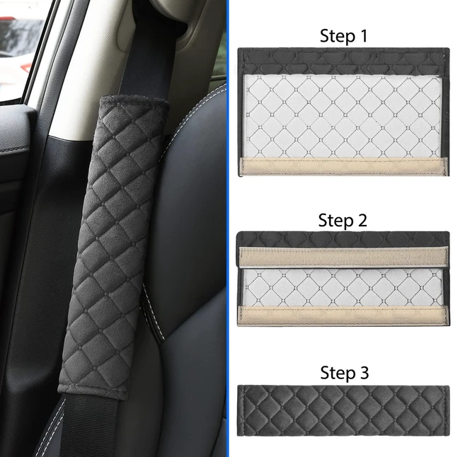 Alt view image 4 of 6 - Universal Car Seat Belt Shoulder Strap Covers with Soft Comfort Harness Pad, Protection from Seat Belt Rubbing for Neck and Shoulder, 2-Pack for Car and Bag