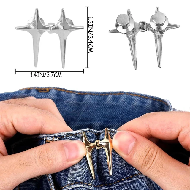 Alt view image 6 of 7 - 8 Sets Adjustable Star Button Pant Waist Tightener, No Sew No Tools Detachable Decorative Waist Buckles, Jean Buttons Pins for Loose Jeans, Pants, Skirts, Sleeves