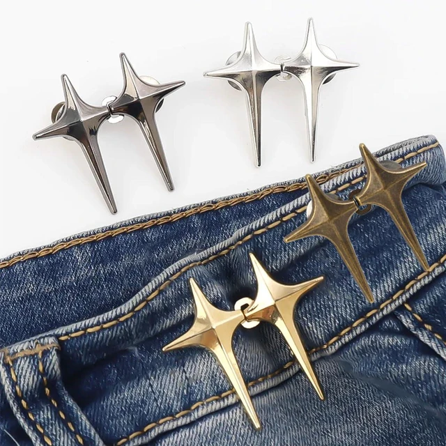 Alt view image 7 of 7 - 8 Sets Adjustable Star Button Pant Waist Tightener, No Sew No Tools Detachable Decorative Waist Buckles, Jean Buttons Pins for Loose Jeans, Pants, Skirts, Sleeves