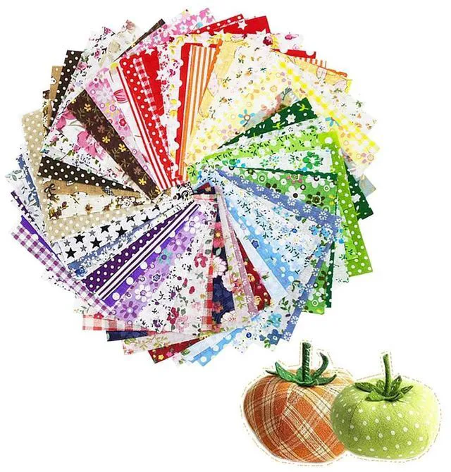 Main image of 60 Pcs 4"x4"(10cmx10cm) Assorted Craft Fabric Squares Patchwork Bundle
