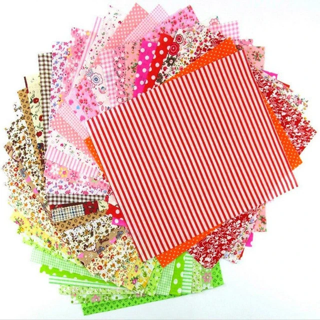 Alt view image 2 of 5 - 60 Pcs 4"x4"(10cmx10cm) Assorted Craft Fabric Squares Patchwork Bundle