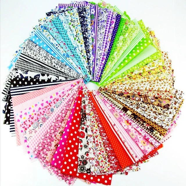 Alt view image 4 of 5 - 60 Pcs 4"x4"(10cmx10cm) Assorted Craft Fabric Squares Patchwork Bundle