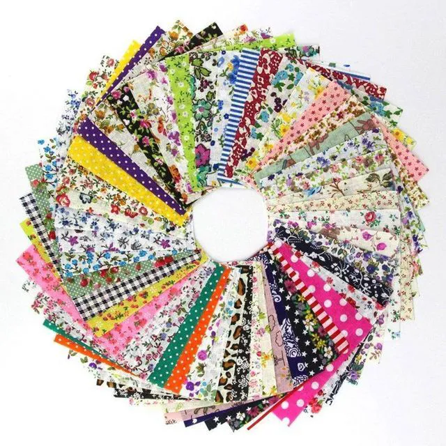 Alt view image 5 of 5 - 60 Pcs 4"x4"(10cmx10cm) Assorted Craft Fabric Squares Patchwork Bundle