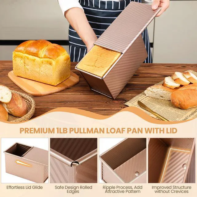 Alt view image 5 of 7 - Yupjlia Pullman Loaf Pan with Lid, 1LB, Nonstick, Even Baking, Easy Clean