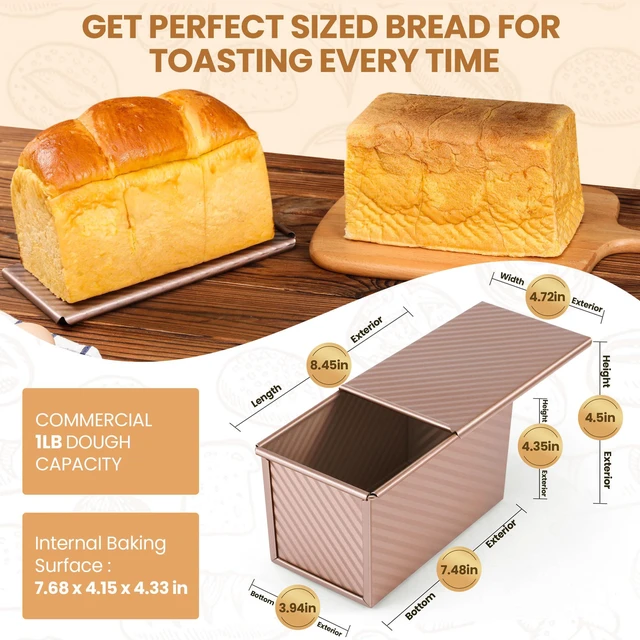 Alt view image 7 of 7 - Yupjlia Pullman Loaf Pan with Lid, 1LB, Nonstick, Even Baking, Easy Clean