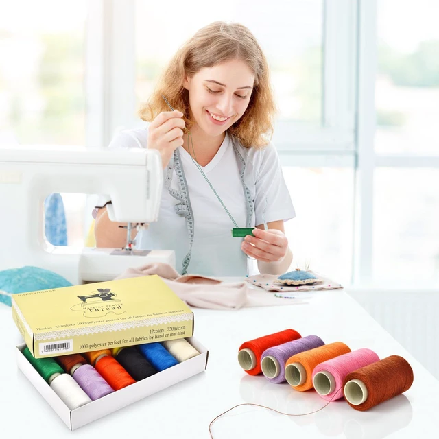 Alt view image 3 of 7 - 12-Color Polyester Sewing Thread Kit with Needle and Threader for Hand & Machine, DIY Home