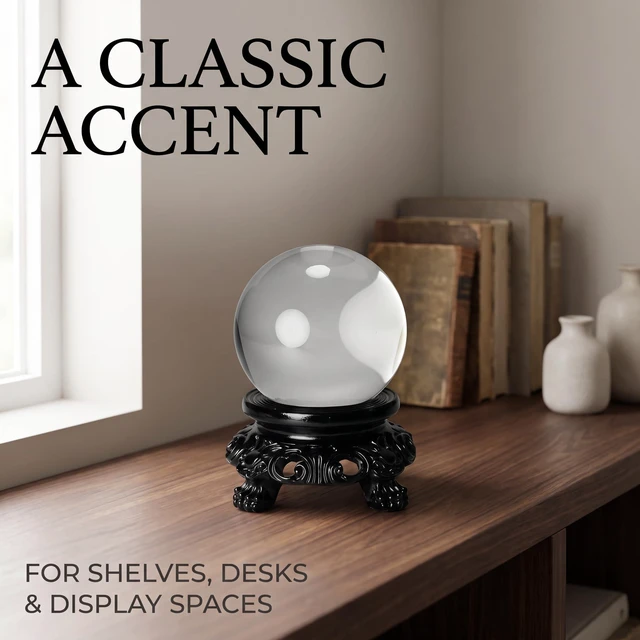 Alt view image 2 of 3 - Black Wooden Hollow Display Stand Base for Crystal Sphere Quartz Ball Holder Globe Stone Decoration Pedestals