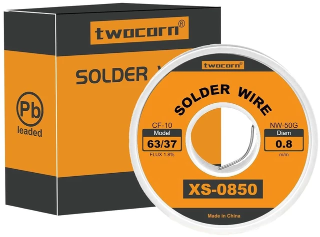 Alt view image 3 of 7 - 63/37 Solder Wire, High Purity No-Wash Tin-Lead Rosin Core, 1.8% Flux, 0.8mm, 50g for Electric Soldering