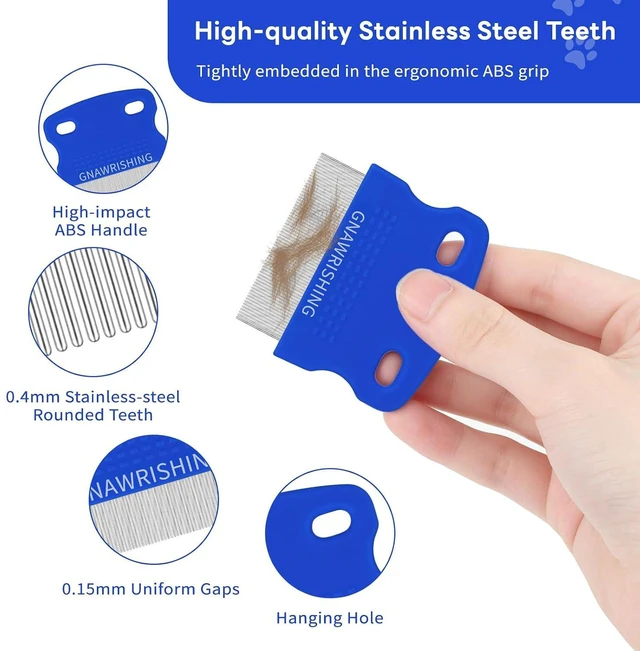 Alt view image 5 of 6 - 4-Pack Stainless Steel Flea Comb for Dogs & Cats Pet Grooming Set