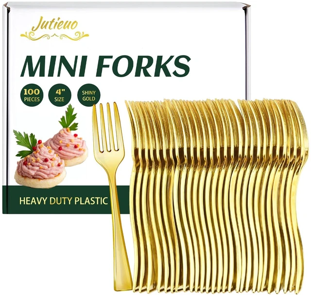 Main image of 100CT 4-Inch Mini Gold Forks for Desserts