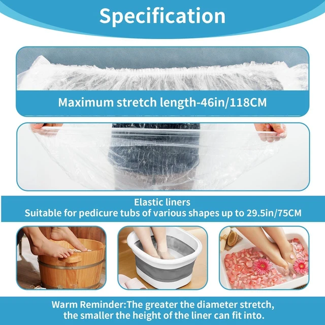 Alt view image 3 of 6 - 25PCS Disposable Pedicure Liners - Plastic Footbath Spa Liners