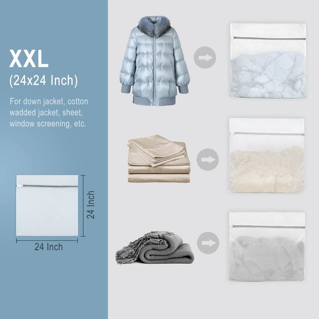 Alt view image 6 of 6 - Muchfun 2Pcs Durable Honeycomb Mesh Laundry Bags for Delicates 24x24 Inches