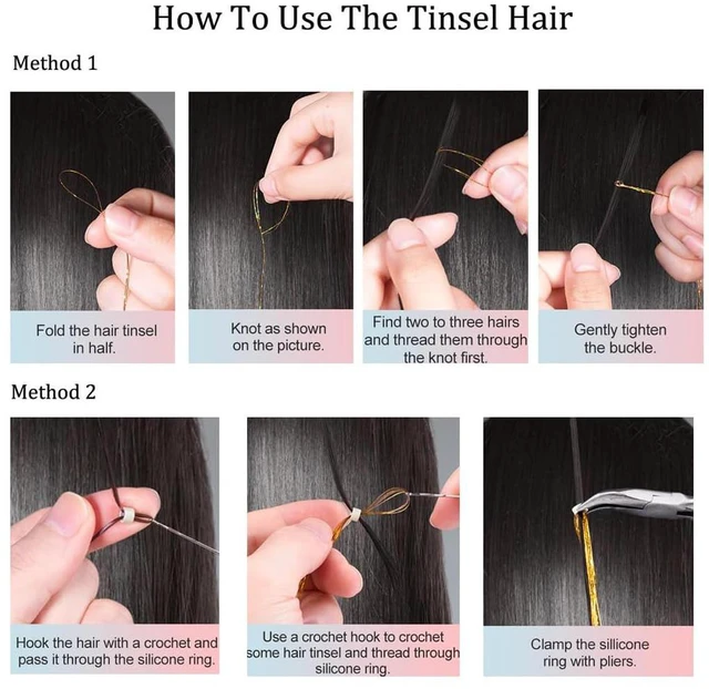 Alt view image 4 of 6 - 1600 Strands Silver Hair Tinsel Extensions 50inch 8packs for Women