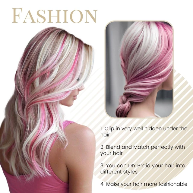 Alt view image 6 of 7 - 10 Pcs Clip in Hair Extensions Light Purple 22 Inch
