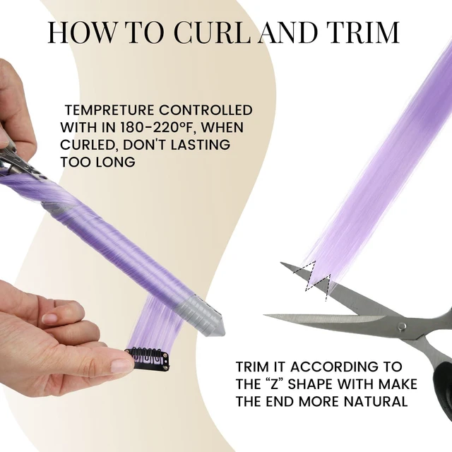 Alt view image 4 of 7 - 10 Pcs Clip in Hair Extensions Light Purple 22 Inch