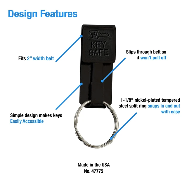 Alt view image 2 of 4 - Lucky Line 47701 Key Safe Belt Key Ring Holder Slip On, Black Powder Coat, 1/Pk