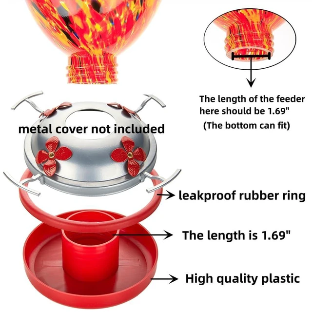 Alt view image 4 of 6 - Hummingbird Feeder Accessories Set Replacement Plastic Base and Part Seal Ring for Feeder Base (Red)