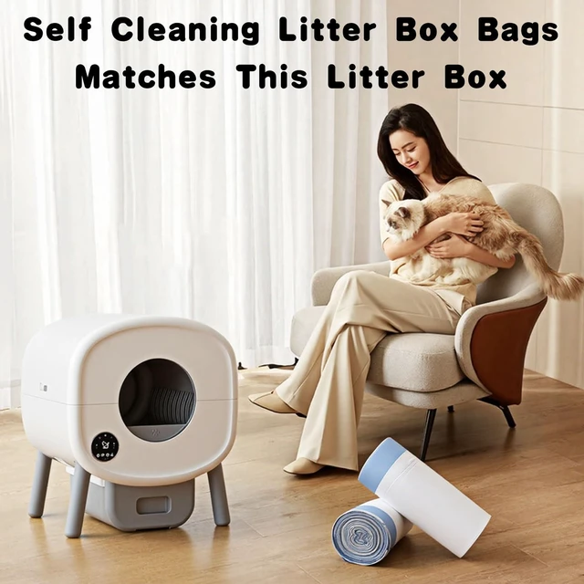 Alt view image 4 of 7 - 40-Pack Heavy Duty Cat Litter Box Liners for Fsitego & Fumoi Self-Cleaning Litter Boxes, Extra Thick with Drawstring and Leakproof