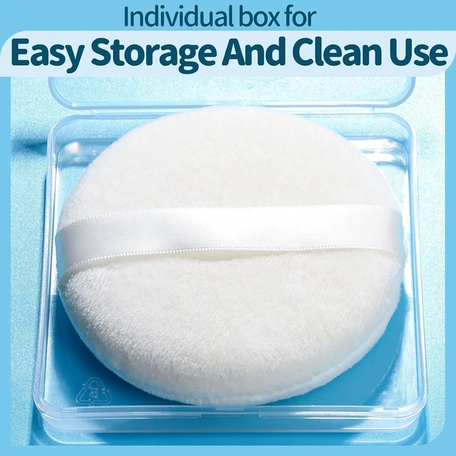 Alt view image 7 of 7 - Teenitor 2Pcs 4.13 Inch Soft Velour Powder Puff with Container - White