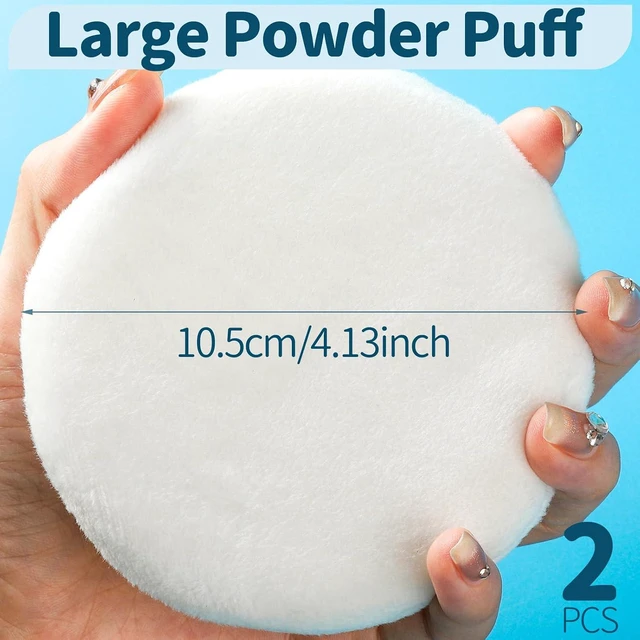 Alt view image 4 of 7 - Teenitor 2Pcs 4.13 Inch Soft Velour Powder Puff with Container - White