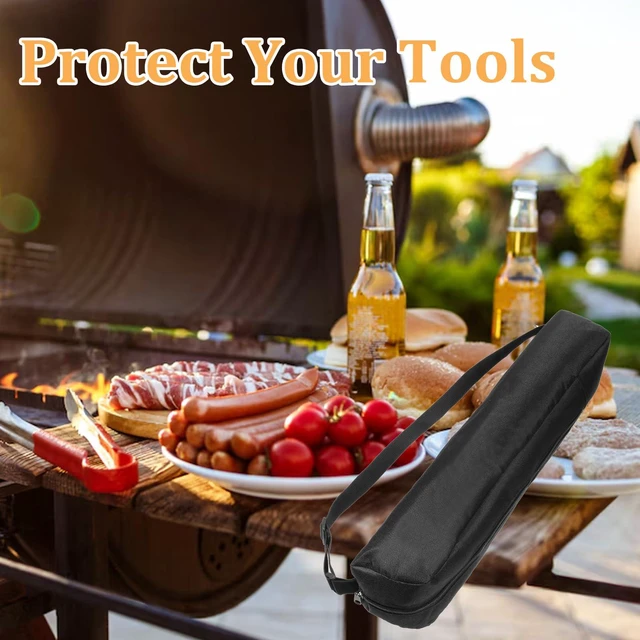 Alt view image 3 of 7 - Larrel Grill Utensil Storage Bag, 22.44x3.94in/57x10cm, Black, Portable with Handle for Camping Hiking BBQ
