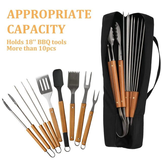 Alt view image 5 of 7 - Larrel Grill Utensil Storage Bag, 22.44x3.94in/57x10cm, Black, Portable with Handle for Camping Hiking BBQ