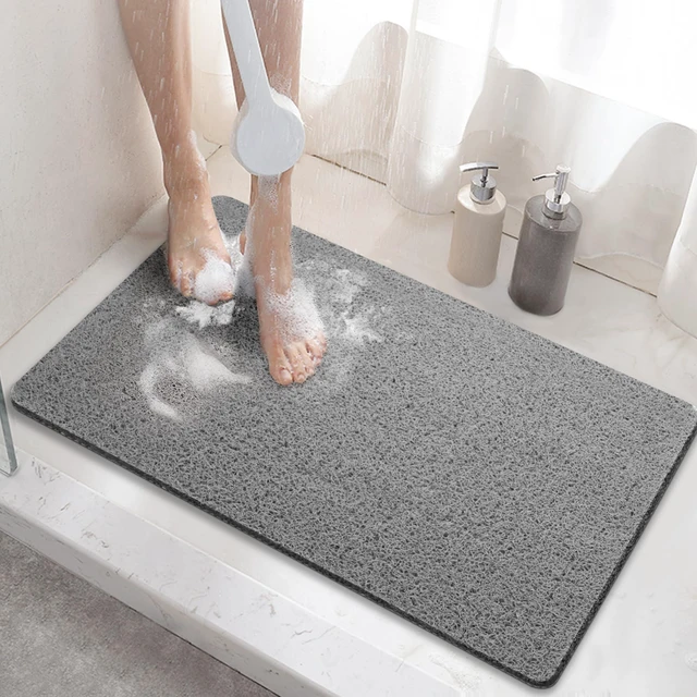 Main image of HITSLAM 24 x 16 Inch Non Slip Shower Mat with Drain Holes, Soft PVC Loofah Bathtub Mat, Quick Drying Bathroom Mat, Grey