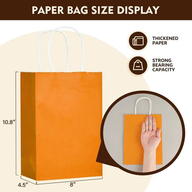 Alt view image 4 of 7 - YEEHAW 24 Pack Kraft Paper Gift Bags with Handles 5.8"x3.2"x8.25" Party Favor Bags Bulk for Kids Birthday, Baby Shower, Crafts, Wedding, Party (6 Colors)