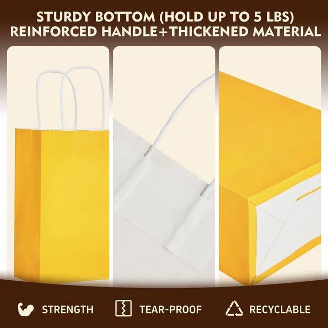 Alt view image 3 of 7 - YEEHAW 24 Pack Kraft Paper Gift Bags with Handles 5.8"x3.2"x8.25" Party Favor Bags Bulk for Kids Birthday, Baby Shower, Crafts, Wedding, Party (6 Colors)