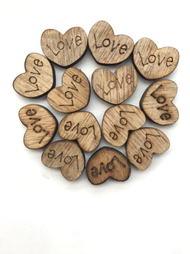 Alt view image 3 of 4 - Rustic Wooden Love Heart Wedding Table Scatter Decoration 200pcs Children's DIY Patch